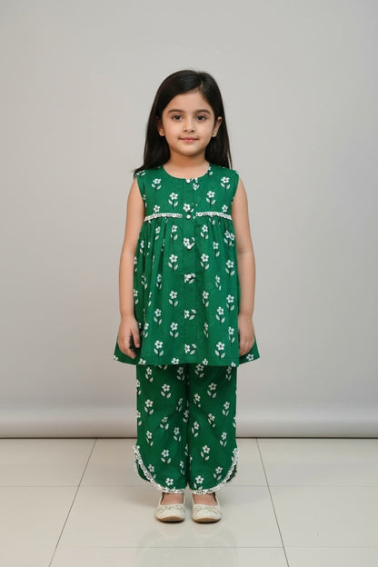Green Floral Frock + Trouser