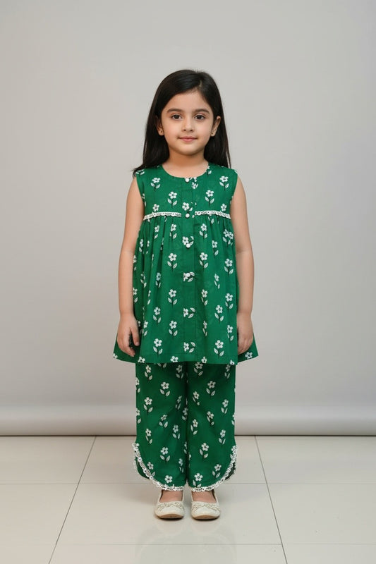 Green Floral Frock + Trouser