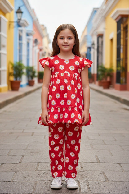 Pink Floral Frock + Trouser (Lawn)