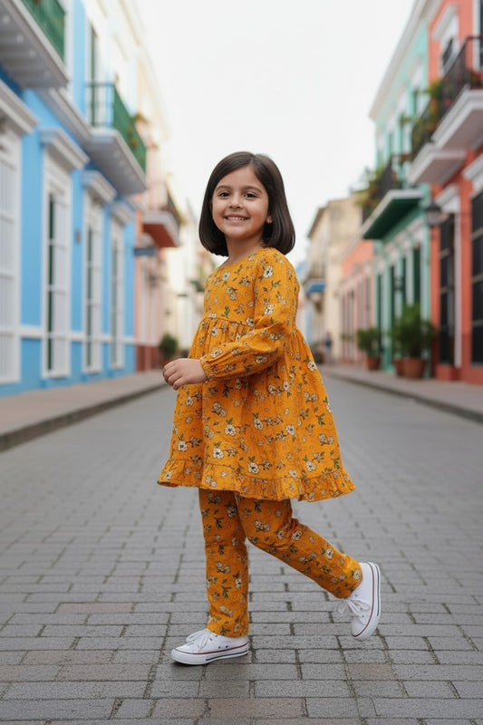Yellow Floral+ YTrouser (Lawn)
