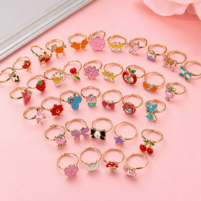 Kids Girls Cute Charm Rings - 30+ Designs Collection