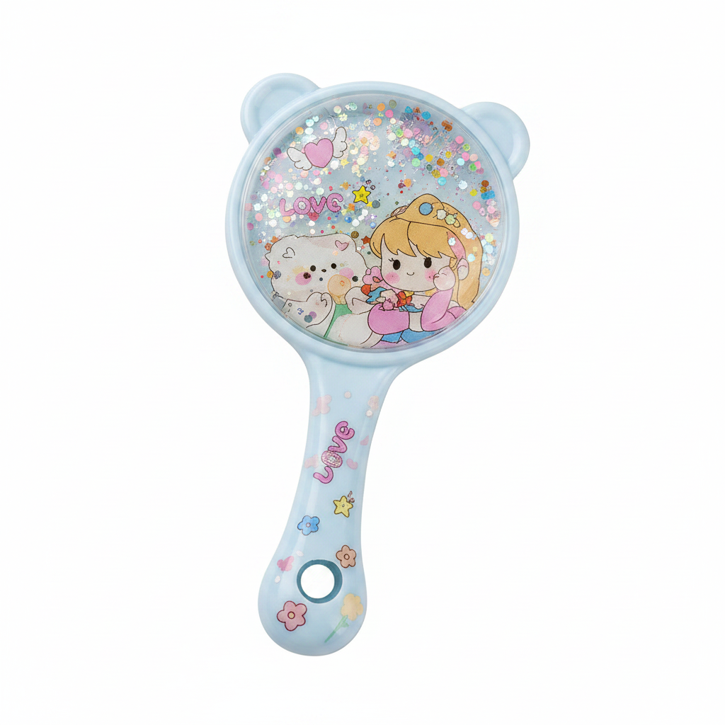 Kids Hair Brush - Glitter Mirror Close Up
